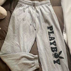 Grey Playboy cuffed sweatpants